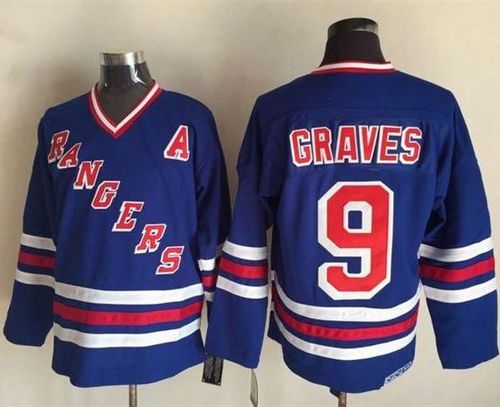 Rangers #9 Adam Graves Blue CCM Heroes of Hockey Alumni Stitched NHL Jersey - Click Image to Close